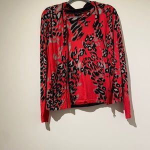 Escada red animal print jacket and shirt set